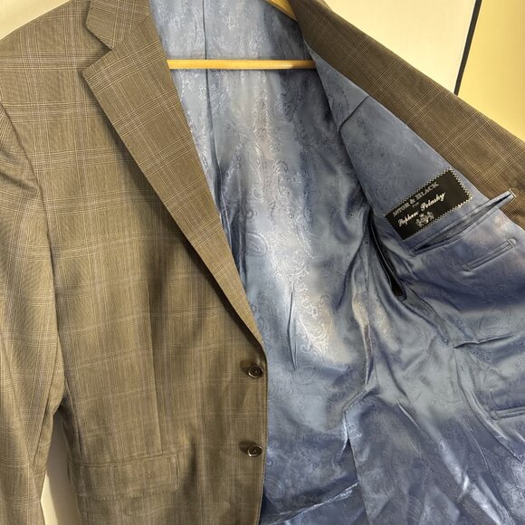 Astor & Black Ermenegildo Zegna Cool Effect Wool Blazer Gray Blue Plaid  Men 42R - Picture 4 of 8